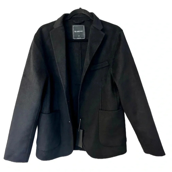 Blank NYC Other - BlankNYC Men's Black Long Sleeve Wool Blend Jacket with Front Pockets Size M NWT